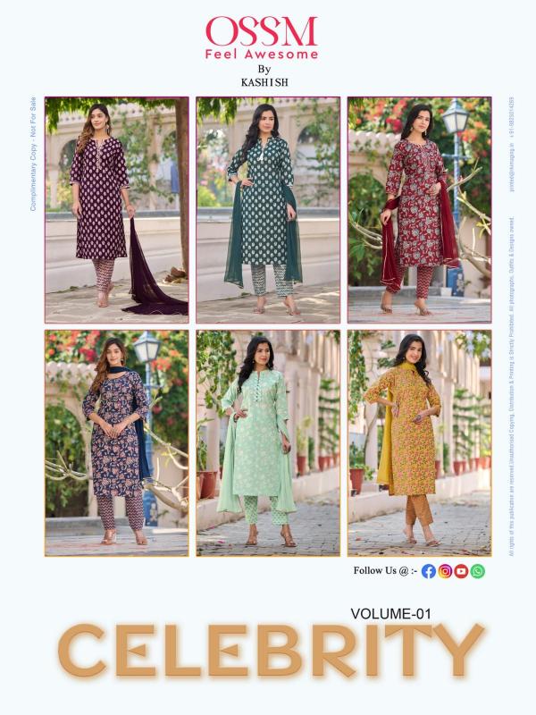 Ossm Celebrity Vol 1 Fancy Cotton Kurti With Bottom Dupatta Collection